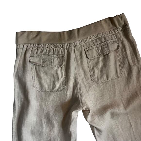 Guess Linen Drawstring Pants | Size Large | Beige Light Tan | Relaxed Fit - Picture 6 of 7